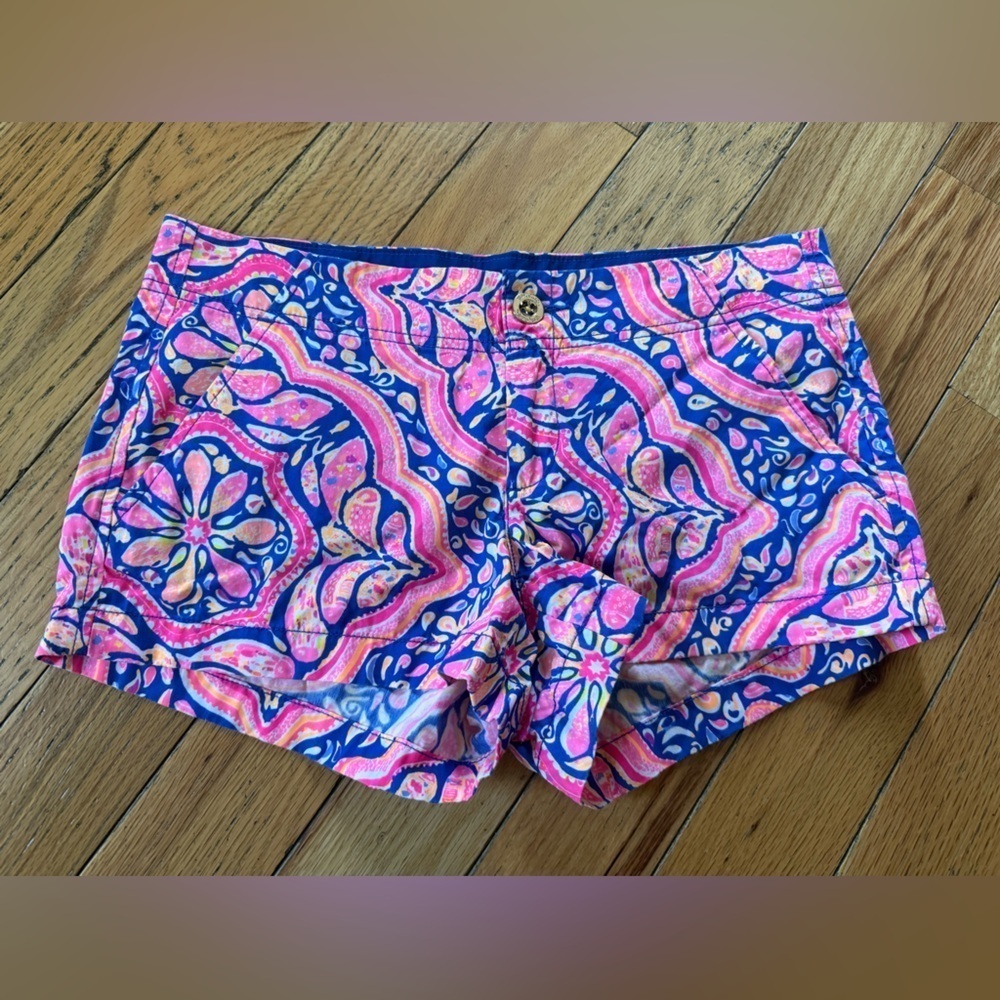 Lilly Pulitzer The Kerrie Short Womens Sz 4 “Can't Resist" Pink Blue Style 25762 - Picture 1 of 13